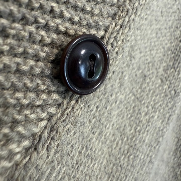 Lauren Ralph Lauren Shawl Henley Cardigan Sweater Womens Large Tan‎ Knit Crochet - Picture 4 of 12